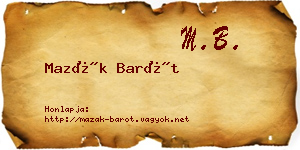Mazák Barót névjegykártya